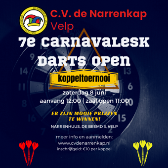 Meld je nu aan voor het 7de Carnavalesk Darttoernooi op 8 juni!